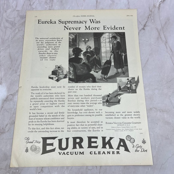 qu Other - Eureka Vacuum Cleaner Company Detroit MI 1918 Magazine Ad FL6-11